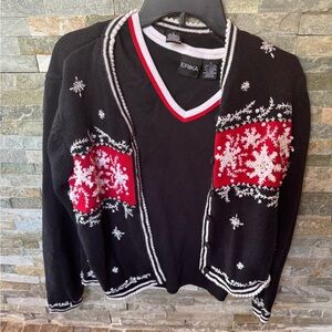 Erika Black and Red embroided christmas sweater 2 piece